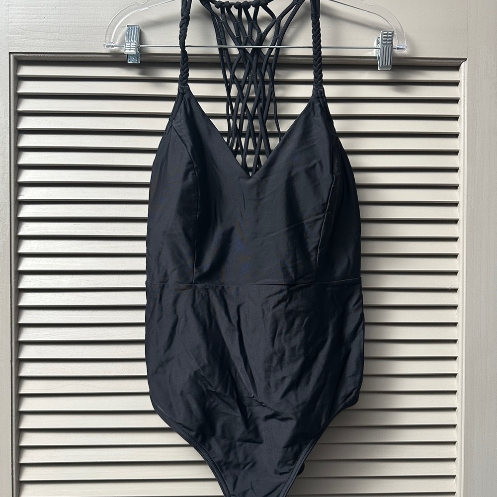Prana Black One-Piece Swimsuit with Strappy Back #0041